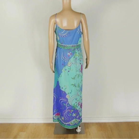 RARE Vintage 60s Emilio Pucci Formfit Rogers Iconic Blue Paisley Maxi Slip Dress - Picture 3 of 14